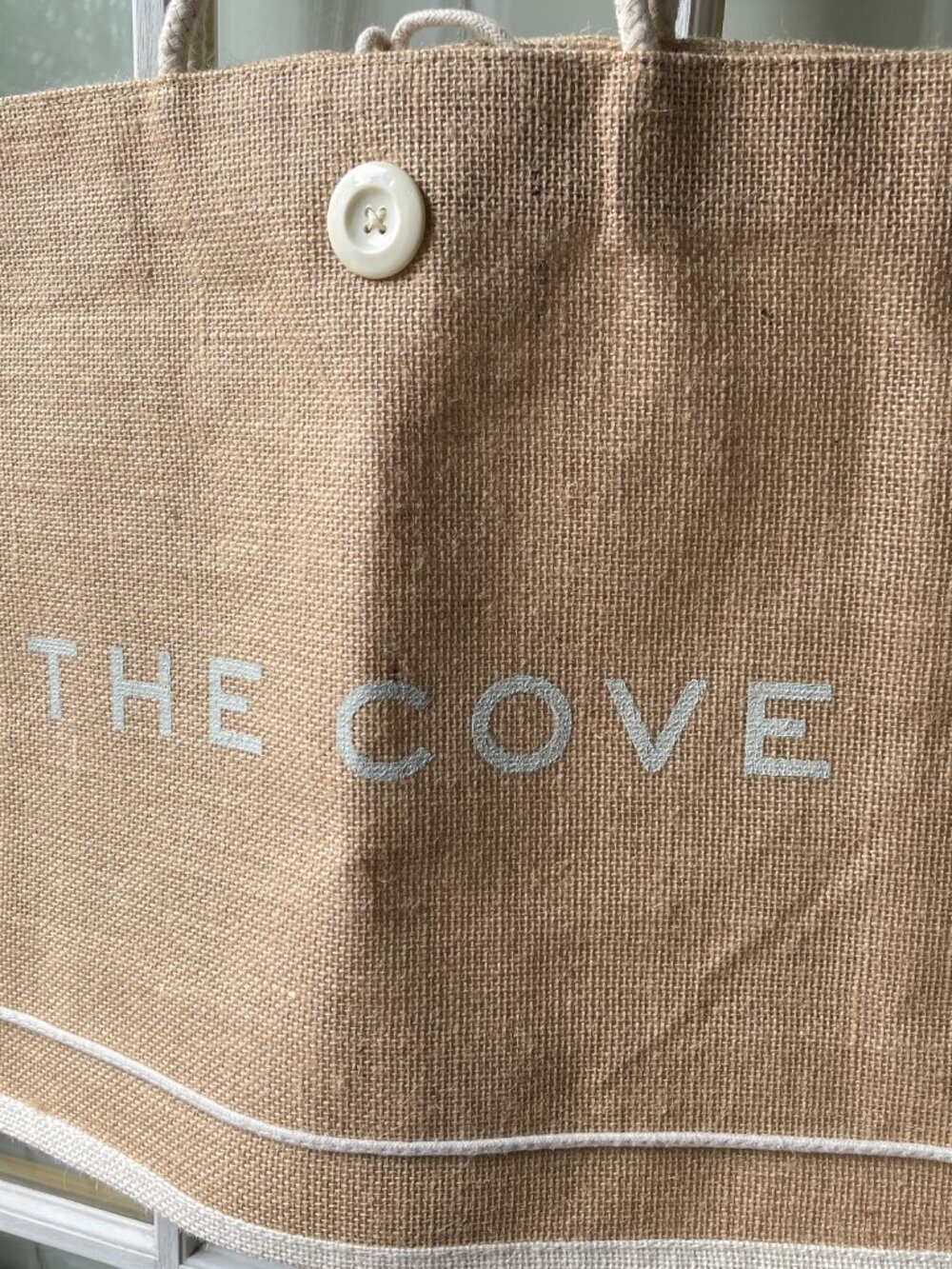 The Cove Atlantis in the Bahamas-tan jute burlap beach bag - Picture 7 of 7